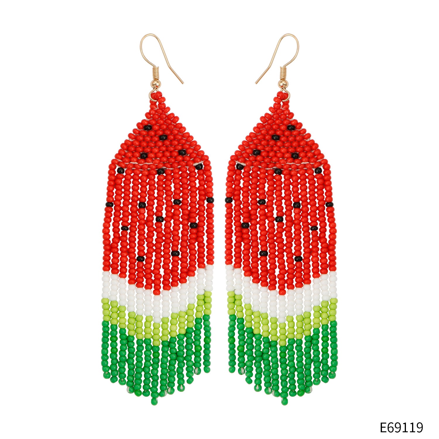Wholesale Handwoven Tassel Rice Beads Watermelon Fruit Earrings